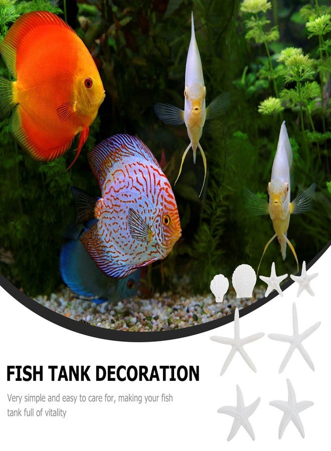 TOPPERFUN 8Pcs Simulated Sea Star and Shells, 9.06in Resin White Scallop Sea Star Decoration for Fish Tank Home Decoration Aquarium Ornaments - Image 4